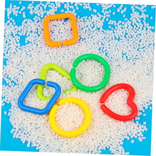 CORHAD 75 Stück Teiliges Geometrische Kettenringe Leichtes Robustes Greifspielzeug Feinmotorik für Kleinkinder Vielseitig Verwendbar für Kinderwagen Hochstuhl und Rucksack von CORHAD