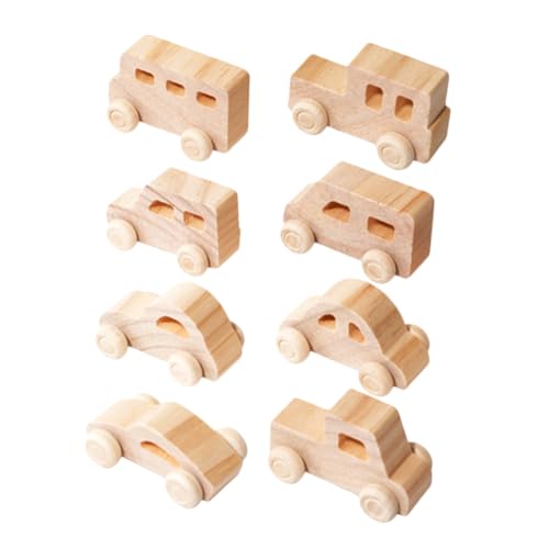 CORHAD 8 Stück DIY Auto Mini Malerei Unvollendet Lackierbar Kratzspiel Kleines Graffiti Modell Basteln Motor Spielzeugautos DIY Holzauto Holzauto Für Auto von CORHAD