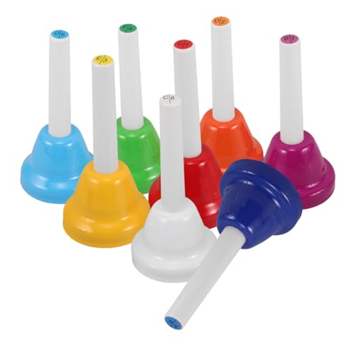 CORHAD 8 Stück Teiliges Handglocken Set Diatonisch Bunte Metall Handglocken Musikspielzeug Frühpädagogik Kindergarten Familienfeiern Weihnachtsfest Unterricht von CORHAD