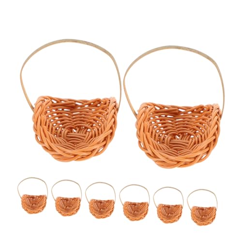 CORHAD 8 Stück Teiliges Mini Geflochtener Körbe mit Griff Leichte Puppenhaus-Dekoration Rustikale Blumenkörbe für Hochzeiten Feengärten und Party-deko von CORHAD