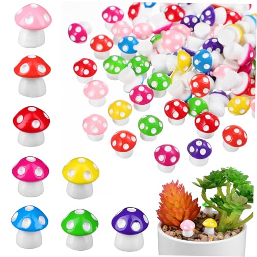CORHAD 80 Stück Teiliges Mini Pilz Figuren Mittelgroß Farben Resin Miniatur Dekoration für Feengarten Micro Landschaft Gartentisch Aquarium und Party Deko von CORHAD