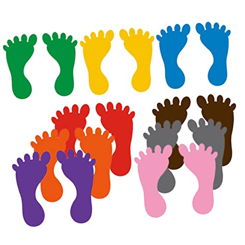 CORHAD 9 Paar Fußabdruck Aufkleber PVC Bodenaufkleber Kinder Bodenaufkleber Sensorische Aufkleber Fußabdruck Treppenaufkleber Cartoon Führer Bodenaufkleber Bunte Fußabdruck von CORHAD