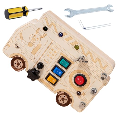 CORHAD Busy Board Holzspielzeug für Kleinkinder Montessori Lernspielzeug mit Simuliertem Schalter und Licht Fördert Feinmotorik und Hand Auge koordination Sicher für Frühe Bildung und von CORHAD