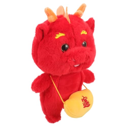 CORHAD Chinesischer Neujahrs-Drache Plüschfigur Rot mit traditionellem Anzug Weiches Stofftier Deko für Schreibtisch Sofa Auto Glücksbringer Geschenk für Familie und Freunde von CORHAD