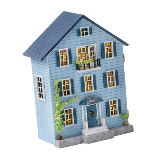 CORHAD DIY Miniatur Holzhaus Bausatz mit Möbeln Mini Modellhaus für Weihnachtsdekoration Kreatives Bastelset für Mini-Weihnachtshäuser-Dorf Handgefertigte Miniatur Puppenhaus Zubehör von CORHAD