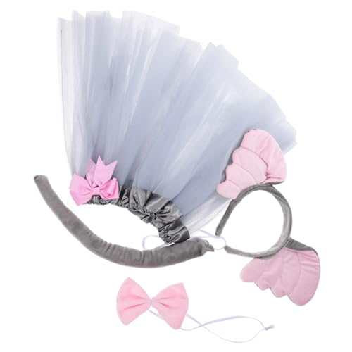 CORHAD Elefantenkostüm Set Leichtes Komfortables Tierkostüm mit Weichem Ohr Stirnband und Grauem Tüllrock mit Schleife für Halloween Geburtstagsfeiern und Cosplay Partys von CORHAD