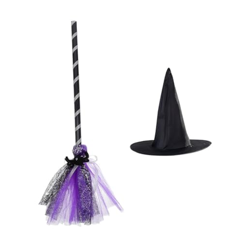CORHAD Halloween Hexenhut und Besen Hexenkostüm Zubehör für Erwachsene und Kreatives Cosplay Prop für Halloween Partys und Kostümfeste Auffälliges Partyzubehör CORHAD Halloween Hexenhut und Besen Hexenkostüm Zubehör für Erwachsene und Kreatives Cosplay Prop für Halloween Partys und Kostümfeste Auffälliges Partyzubehör von CORHAD