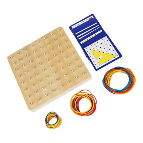 CORHAD Holz Geoboard Geometrie Lernbrett Pädagogisches Kreatives Nagelbrett mit Gummibändern für Grundschule Frühe Motorische Fähigkeiten Puzzlebrett Geometrisches von CORHAD