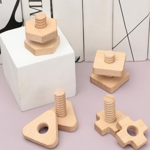CORHAD Holz Schraubspielzeug Geometrische Formen Lernspielzeug für Ab Jahren Sicheres Glattes Material Fördert Kreativität und Feinmotorik von CORHAD