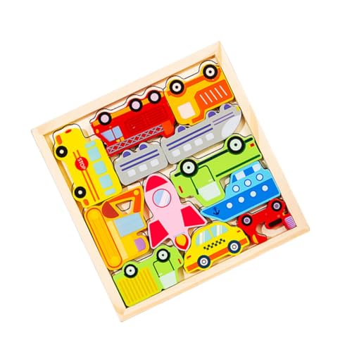 CORHAD Holzpuzzle für Kleinkinder Lernspielzeug Verkehrsmittel Kindersicher Abgerundete Kanten Pädagogisches Steckspiel Fördert Feinmotorik und Kognitive Entwicklung Geschenk für Ab von CORHAD