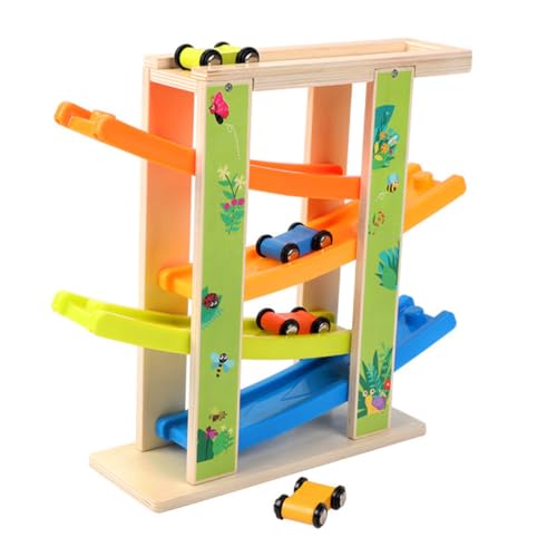 CORHAD Inertia Schwerkraft autorennbahn aus Holz Mehrschichtiges Lernspielzeug für Kleinkinder Fördert Logisches Denken Kreativität und Feinmotorik Farbenfroh und Sicher von CORHAD