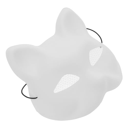 CORHAD Katzengesichtsmaske Pelzige Blanko Katze Für Katzen Tiermaske Bühnenauftritt Blanko Maske Unbemalte Masken Schnurrhaarfarbe Bemalbare Maske DIY Masken Für Partys von CORHAD