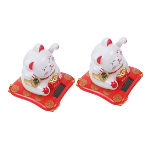 CORHAD 2stücke Solarbetriebene Winkekatzen Lustige Glückskatze Für Auto Büro Und Zuhause Niedliche Maneki Neko Dekofigur Für Wohlstand Und Glück von CORHAD
