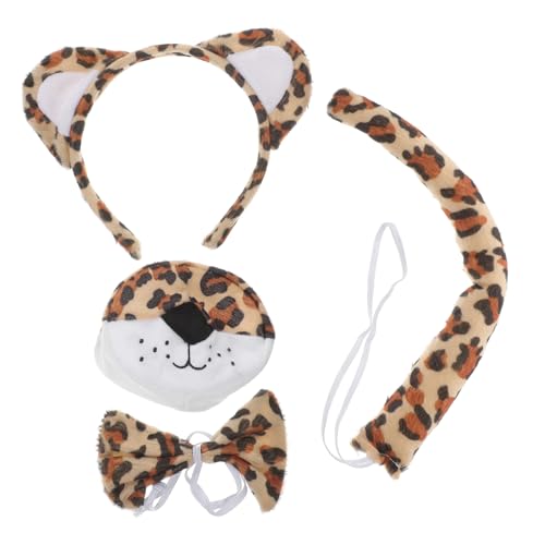 CORHAD Leoparden Kostüm Set Kopfband mit Leopardenohren Verstellbarem Nasenprop und Abnehmbarem Weiches Material Bequem für Dschungel Tierparty Halloween Cosplay Zubehör von CORHAD