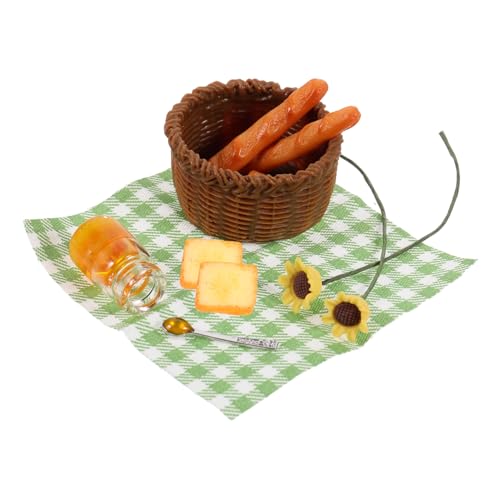CORHAD Puppenhaus Klein Mini DIY Brotkorb Set Miniatur Brotkorb Für Puppenhaus Deko Zubehör Für Miniaturmodelle Ideal Für Bastelprojekte Und Puppenhaus Einrichtung a DIY Mit Grünem Karomuster von CORHAD