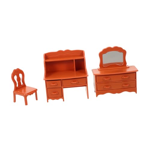 CORHAD Mini -Make -up -Tisch Mini Schminktisch -Waschtisch Puppenhauszubehör Puppenhaus-Schminkspiegel Wohnzimmer Möbeldekoration -Eitelkeit Harz Hellbraun von CORHAD