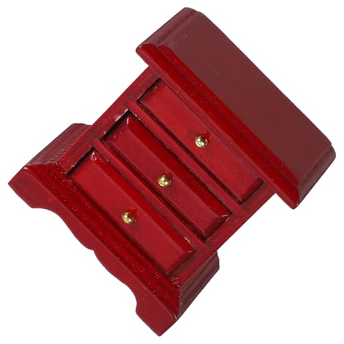 CORHAD Miniatur Holz Bedside Table Schubladenschrank Puppenhausmöbel Miniaturmöbel Dekoratives Modell für Puppenhäuser Schlafzimmer Wohnzimmer Zubehör in Dunkelrot CORHAD Miniatur Holz Bedside Table Schubladenschrank Puppenhausmöbel Miniaturmöbel Dekoratives Modell für Puppenhäuser Schlafzimmer Wohnzimmer Zubehör in Dunkelrot von CORHAD