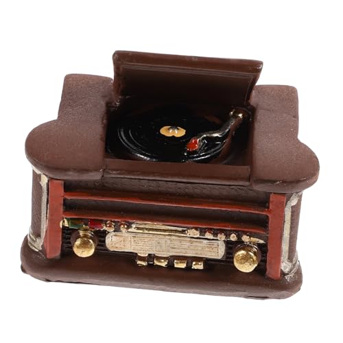 CORHAD Miniatur Retro Plattenspieler Dekoratives Mini Möbelstück aus Resin Realistische Miniatur Glatte Oberfläche Vielseitig für Puppenhaus und Fotorequisiten Geeignet von CORHAD