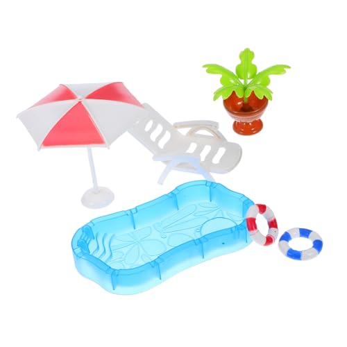 CORHAD Miniatur Schwimmbad Zubehör mit Schwimmring Strandstuhl und Sonnenschirm Buntes Kunststoffmodell für Puppenhaus Dekoration Mini Garten und Kinderspielzeug CORHAD Miniatur Schwimmbad Zubehör mit Schwimmring Strandstuhl und Sonnenschirm Buntes Kunststoffmodell für Puppenhaus Dekoration Mini Garten und Kinderspielzeug von CORHAD