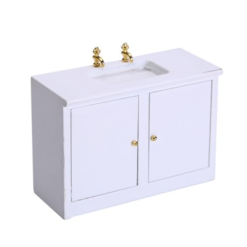 CORHAD Miniatur Waschbecken für Puppenhaus Kleines Badezimmermöbel DIY Accessoire Weißes Puppenhaus Waschbecken Modell Detailreiche Miniatur Waschtisch Dekoration von CORHAD
