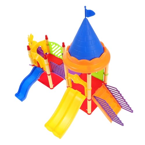 CORHAD Miniatur spielplatzmodell mit Kleinem Rutschenturm Detailreiches Puppenhaus Drinnen und Draußen Fördert Gleichgewicht und Koordination Geeignet für Kinderzimmer und Kindergarten von CORHAD