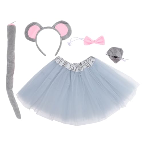 CORHAD Mouse Kostüm Set Mädchen mit Grauem Tüllrock Ohren Haarreif Schleife Nase und Teiliges Tierkostüm Zubehör für Halloween Karneval Party und Rollenspiele CORHAD Mouse Kostüm Set Mädchen mit Grauem Tüllrock Ohren Haarreif Schleife Nase und Teiliges Tierkostüm Zubehör für Halloween Karneval Party und Rollenspiele von CORHAD