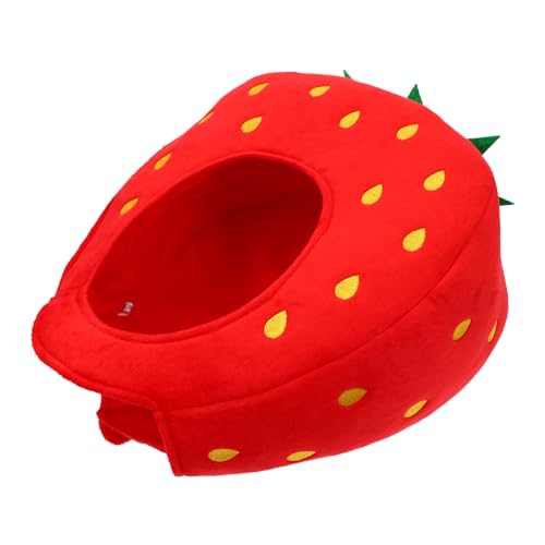 CORHAD Plüsch Erdbeer Kopfhaube Cartoon Selfie Hat Kuschelig Flauschig Party Kostüm Zubehör Halloween Karneval Spaß von CORHAD