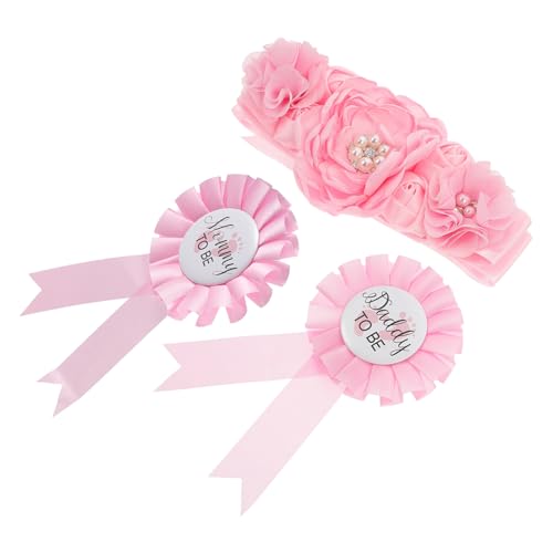 CORHAD Schwangerschaftsschärpe mit Blumenmuster Bauchband und Papa Corsage Shower Dekoration für Werdende Mütter Elegante Langlebige und Hochwertige Babyparty Accessoires von CORHAD