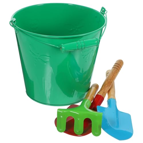 CORHAD Strandspielzeug Robuster Großer Eimer aus Metall Inklusive Sandschaufel Kreatives Sandbagger für Jungen und Mädchen Am Strand Garten Farblich Sortiert Zufällige von CORHAD