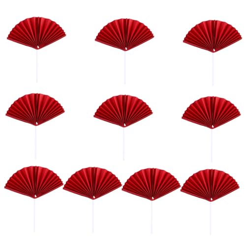 CORHAD Teiliges Rote Papierfächer Kuchenstecker Geburtstagstorten Dekorationen Kreative Cake Toppers aus Papier Sichere und Einzigartige Fan Förmige Picks für Unvergessliche Feiern von CORHAD