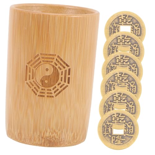 CORHAD Traditionelles Chinesisches Bambusrohr mit Kupfermünzen für Wahrsagerei Spiel und Feng Shui Glücksbringer Handgefertigtes Wahrsagezubehör für Familien und Tempel von CORHAD