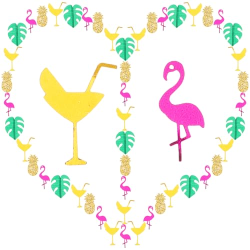 CORHAD Tropisches Party konfetti Hawaii Tischdekoration Sommer Beach Streudeko mit Ananas Flamingo Palmenblättern für Geburtstagsfeier Hochzeit Shower von CORHAD