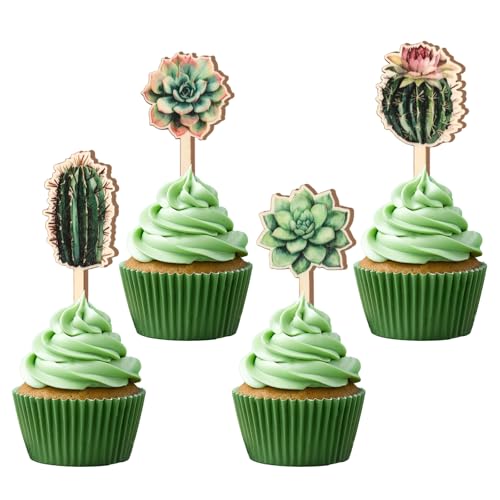 CORNER LACE 16 Stück Sukkulenten-Cupcake-Topper aus Holz, Kaktus-Sukkulenten, Cupcake-Picks für Geburtstag, Babyparty, Kuchendekorationen, Brautparty, Garten, Sommer, Hawaii-Themenparty-Zubehör CORNER LACE 16 Stück Sukkulenten-Cupcake-Topper aus Holz, Kaktus-Sukkulenten, Cupcake-Picks für Geburtstag, Babyparty, Kuchendekorationen, Brautparty, Garten, Sommer, Hawaii-Themenparty-Zubehör von CORNER LACE