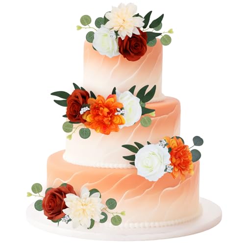 CORNER LACE 31 x Blumen-Kuchendekorationen, Orange und Weiß, künstliche Blumen, Blätter, Kuchendekoration, Geburtstag, Jahrestag, Babyparty, Brautparty, Partyzubehör, DIY-Blumendekoration CORNER LACE 31 x Blumen-Kuchendekorationen, Orange und Weiß, künstliche Blumen, Blätter, Kuchendekoration, Geburtstag, Jahrestag, Babyparty, Brautparty, Partyzubehör, DIY-Blumendekoration von CORNER LACE