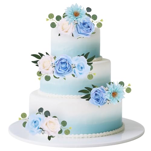 CORNER LACE 31 x Blumen-Kuchendekorationen, blau, Hochzeit, künstliche Blumen, Blätter, Kuchendekoration, Geburtstag, Jahrestag, Babyparty, Brautparty, Partyzubehör, DIY-Blumendekoration CORNER LACE 31 x Blumen-Kuchendekorationen, blau, Hochzeit, künstliche Blumen, Blätter, Kuchendekoration, Geburtstag, Jahrestag, Babyparty, Brautparty, Partyzubehör, DIY-Blumendekoration von CORNER LACE