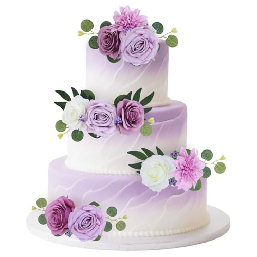 CORNER LACE 31 x Blumen-Kuchendekorationen, lila, Boho-Hochzeit, künstliche Blumen, Blätter, Kuchendekoration, Geburtstag, Jahrestag, Babyparty, Brautparty, Partyzubehör, DIY-Blumendekoration CORNER LACE 31 x Blumen-Kuchendekorationen, lila, Boho-Hochzeit, künstliche Blumen, Blätter, Kuchendekoration, Geburtstag, Jahrestag, Babyparty, Brautparty, Partyzubehör, DIY-Blumendekoration von CORNER LACE