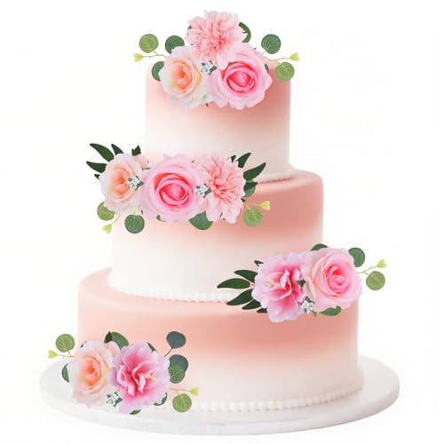 CORNER LACE 31 x Blumen-Kuchendekorationen, pfirsichrosa, künstliche Blumen, Blätter, Kuchendekoration, Geburtstag, Jahrestag, Babyparty, Brautparty, Partyzubehör, DIY-Blumendekoration CORNER LACE 31 x Blumen-Kuchendekorationen, pfirsichrosa, künstliche Blumen, Blätter, Kuchendekoration, Geburtstag, Jahrestag, Babyparty, Brautparty, Partyzubehör, DIY-Blumendekoration von CORNER LACE