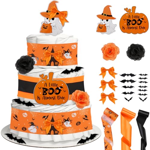 CORNER LACE Halloween-Babyparty-Windelkuchen-Dekorationsset, Orange / Schwarz, für Geburtstag, Geschlechtsoffenbarung, inklusive pastellfarbenem Regenbogenband, Fliege, Dekorkarte, künstliche Blume CORNER LACE Halloween-Babyparty-Windelkuchen-Dekorationsset, Orange / Schwarz, für Geburtstag, Geschlechtsoffenbarung, inklusive pastellfarbenem Regenbogenband, Fliege, Dekorkarte, künstliche Blume von CORNER LACE