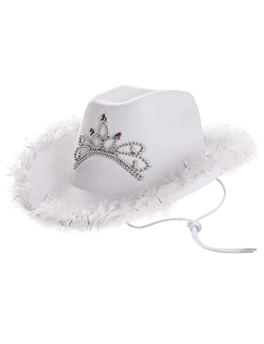 COSAVOROCK Cowgirl Hut Weiß Cowboy Hut Flauschig Cowboyhut COSAVOROCK Cowgirl Hut Weiß Cowboy Hut Flauschig Cowboyhut von COSAVOROCK