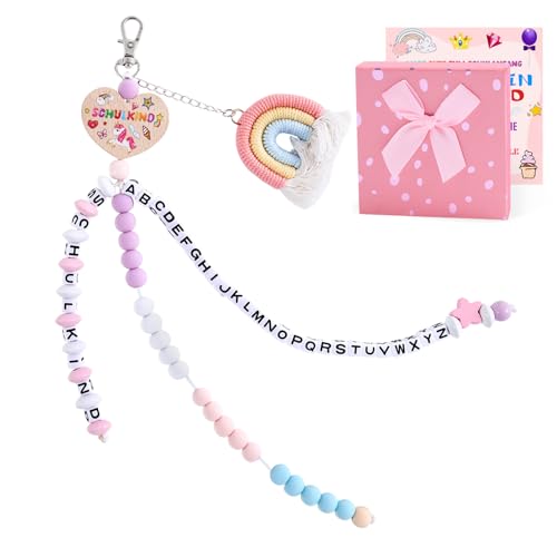 COSBERY Geschenk Einschulung Mädchen, Füllung Schultüte Mädchen, Rechenkette Schultüte Füllung Schulkind 2025 Mädchen, Glücksbringer Schulanfang Geschenke für Mädchen mit Grußkarte Geschenkbox von COSBERY