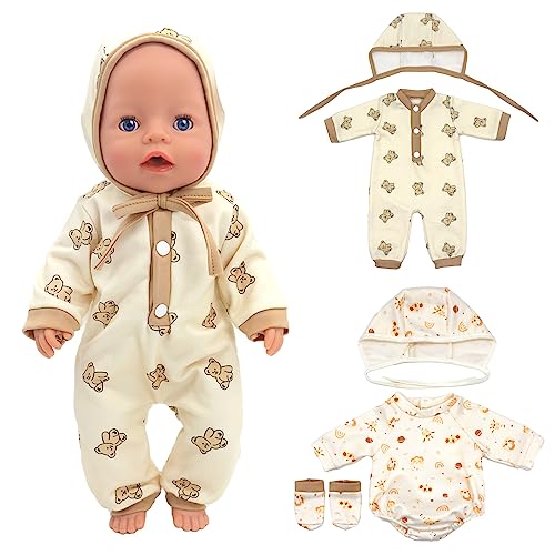 COSDOLL Puppenkleidung für 35-40cm Babypuppen, Schön Strampler mit Hut für Puppe Jungen und Mädchen, 2er-Pack von COSDOLL