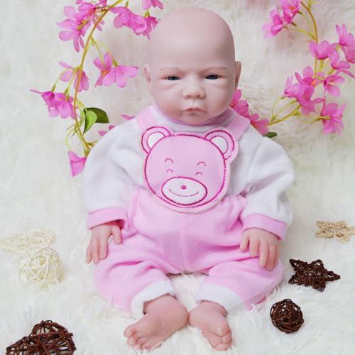 COSDOLL Silikon Reborn Puppe Mädchen - 45 cm Lebensechte Babypuppen Realistische Kinderpuppe Baby Doll Vollsilikon, Geschenke Für Mädchen Kinder 6+ von COSDOLL