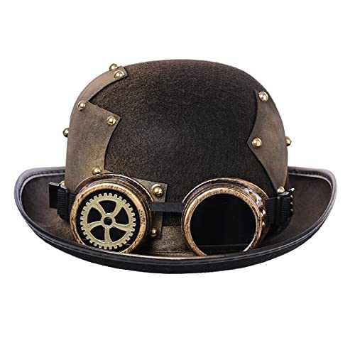COSDREAMER Damen Herren Glasflasche Kuppelhut Steampunk Kostüm Gothic Zylinder Halloween Totenkopf Hut (Schwarz) von COSDREAMER