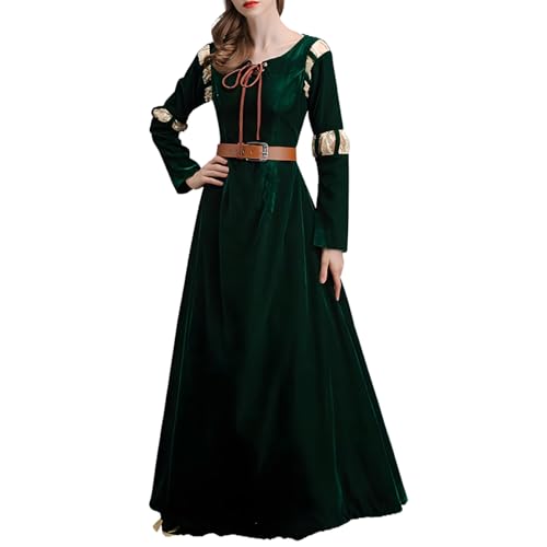 COSDREAMER Damen Renaissance Mittelalter Kostüm Cosplay Kleid Halloween Renaissance Outfit (M, Grün) von COSDREAMER