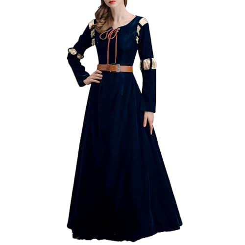 COSDREAMER Damen Renaissance Mittelalter Kostüm Cosplay Kleid Halloween Renaissance Outfit (M, blau) von COSDREAMER