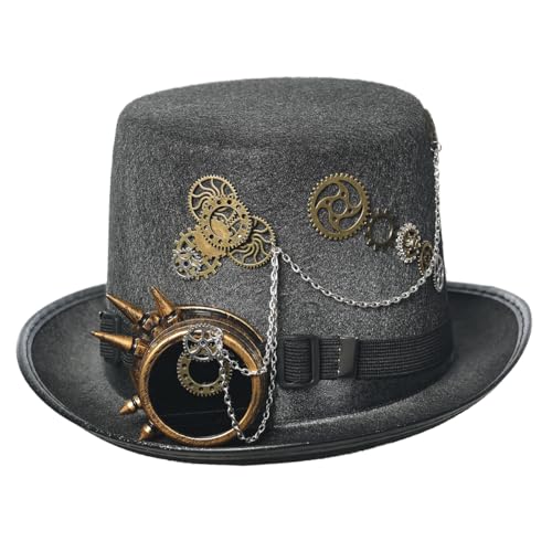 COSDREAMER Damen Steampunk Uhr Zifferblatt Blume Zylinder Feder Halloween Kostüm Hut (60 cm) E von COSDREAMER