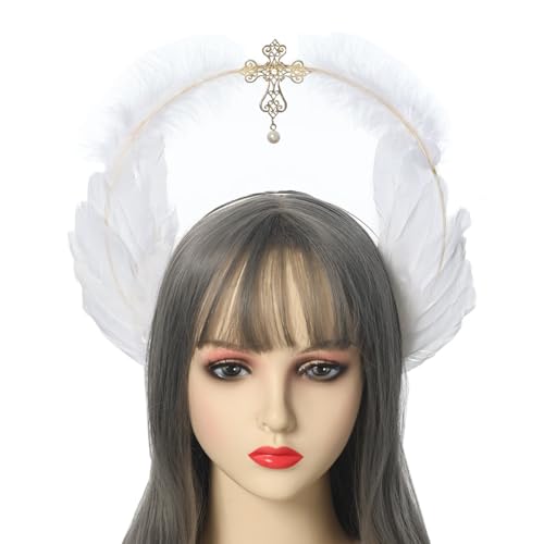 COSDREAMER Heiligenschein Krone Maria Göttin Stirnband Damen Halloween Kostüm Göttin Kopfbedeckung (A) von COSDREAMER