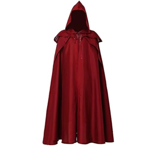 COSDREAMER Herren Kostüm Umhang Hexenumhang Renaissance Mittelalter Umhang (rot, M) von COSDREAMER