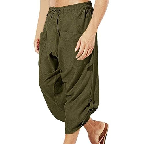 COSDREAMER Herren Mittelalter Hose Wikinger Pirat Kostüm Hose (S, Olive 3/4) von COSDREAMER