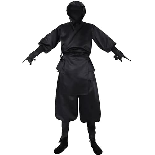 COSDREAMER Herren Schwarze japanische Ninja Cosplay Kostüm Uniform Anzug Halloween Karneval von COSDREAMER
